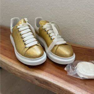 Alexander McQueen Gold and White Women’s Sneakers